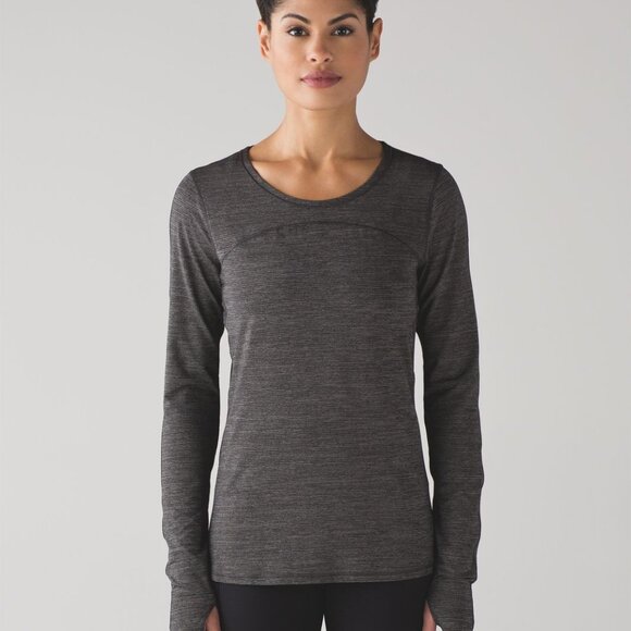 BNWT Lululemon On Track Long Sleeve Heathered Black - size 8 - Picture 2 of 13